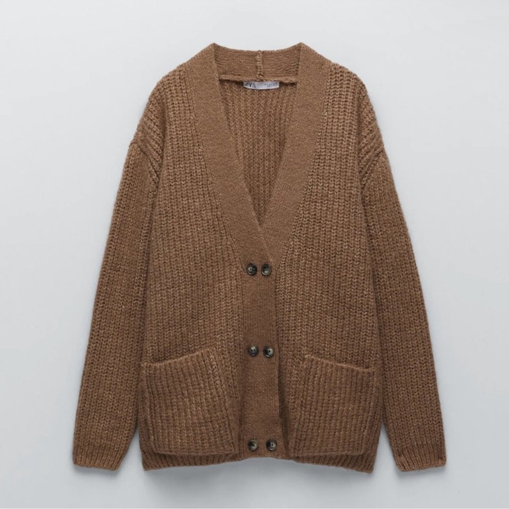 Zara Brown Knit Cardigan